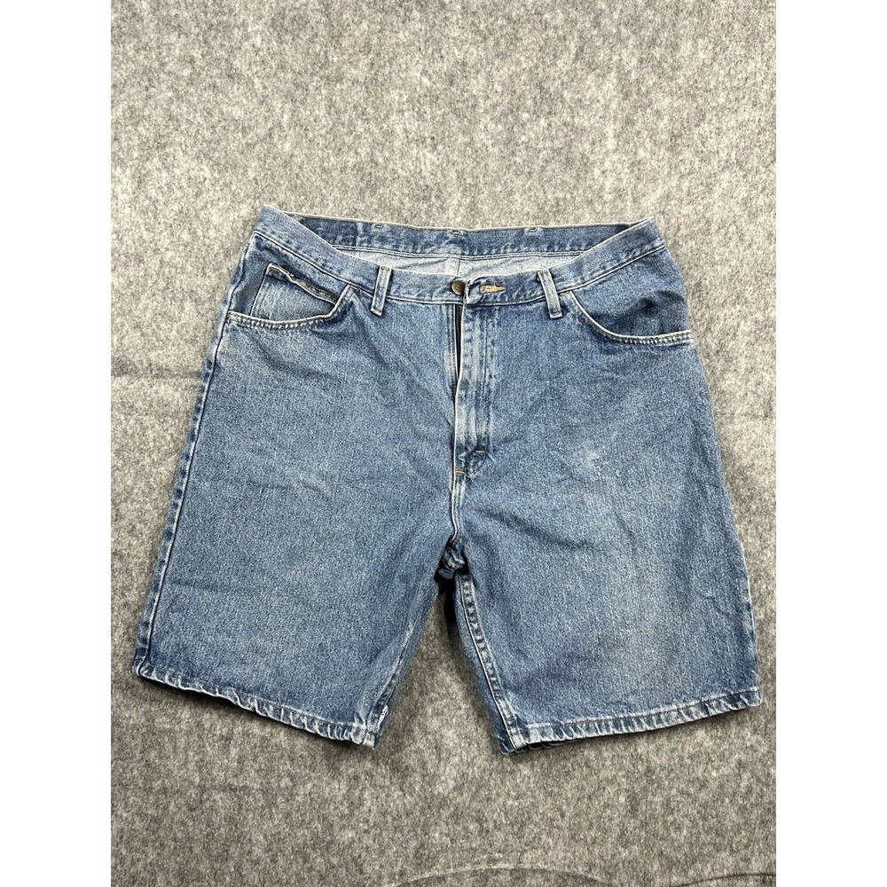 Wrangler Five Star Mens Relaxed Fit Medium Wash Jean Workwear Shorts 38 Blue